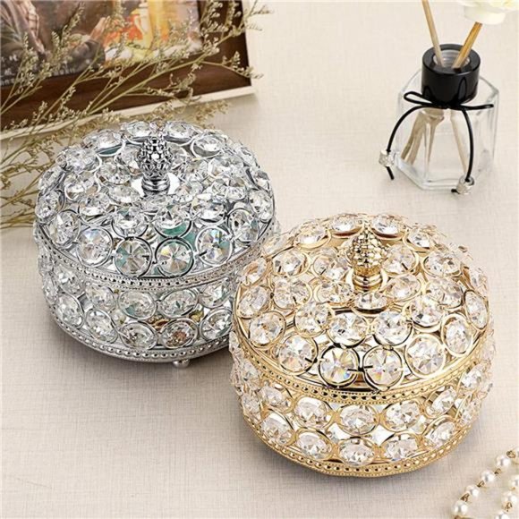 Crystal Mirrored Jewelry Box - Jewelry Trinket Organizer Treasure Box Home Decor - Picture 7 of 7